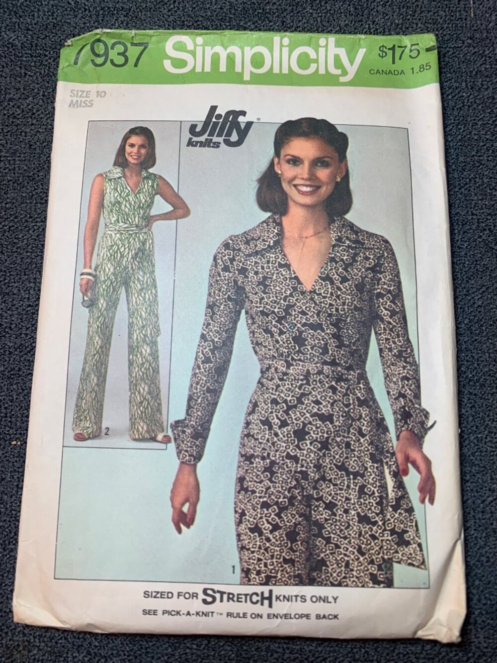 Simplicity Jiffy 7937 Womens Jumpsuit Sewing Pattern Size 10 1970s